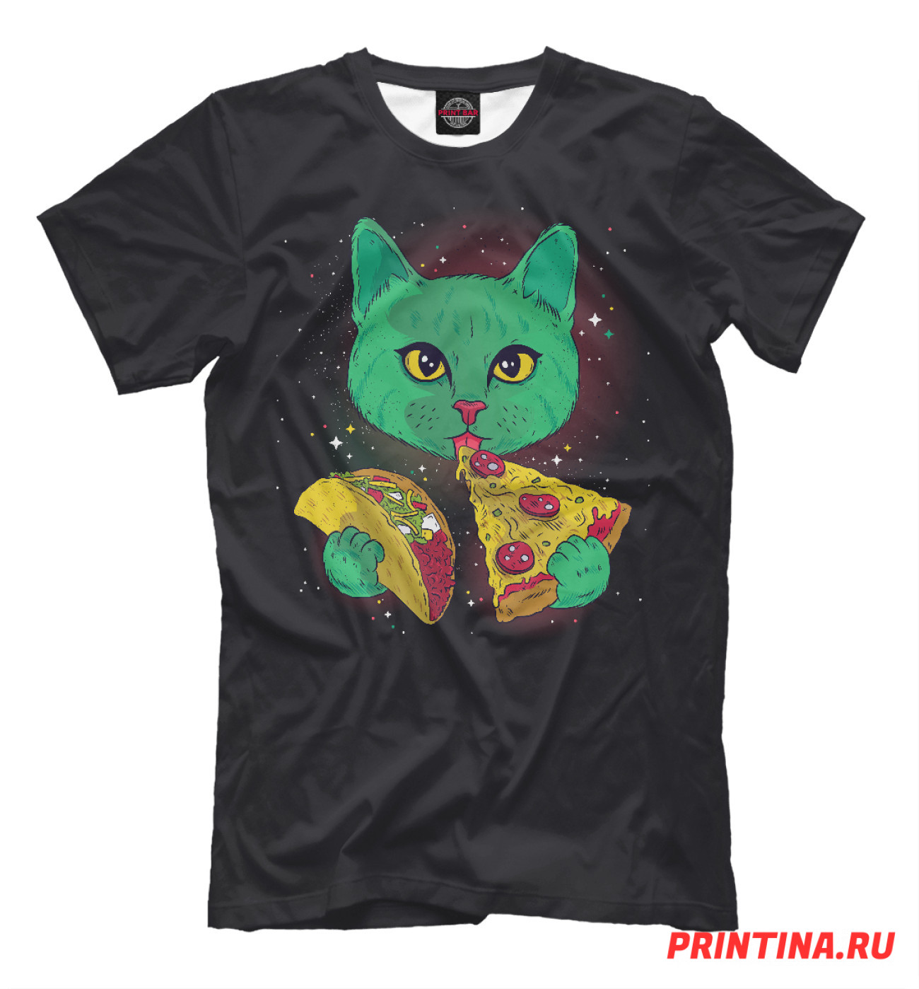 Мужская Футболка Cosmic pizza cat, артикул: CIS-379633-fut-2