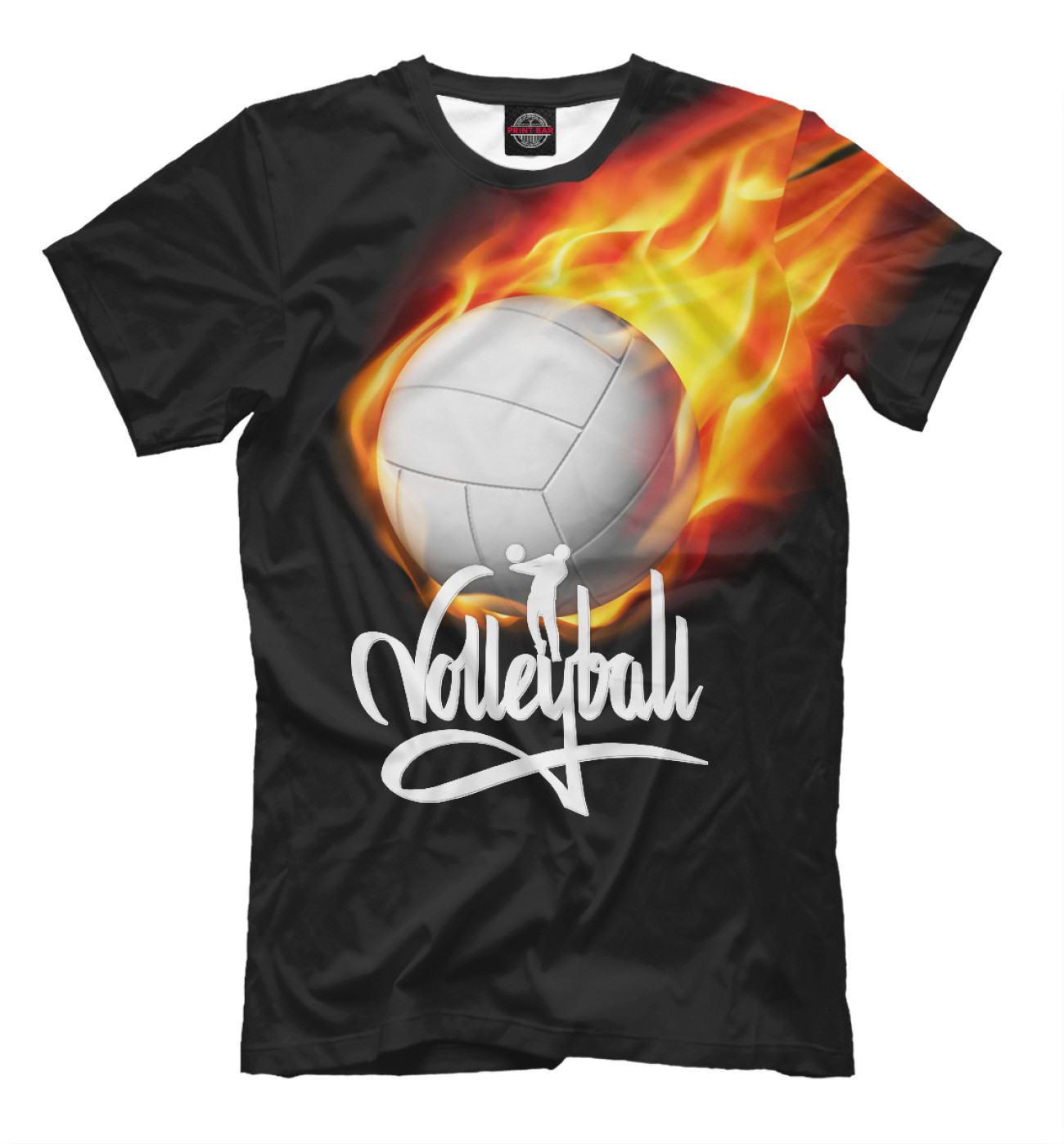 Мужская Футболка Волейбольный мяч в огне, артикул: VLB-953014-fut-2