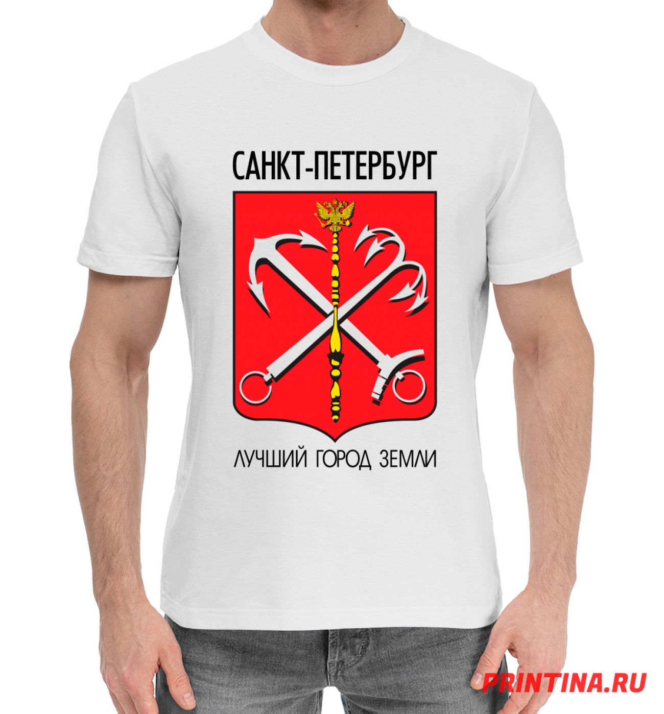 Мужская Хлопковая футболка Санкт - Петербург, артикул: GRD-501329-hfu-2