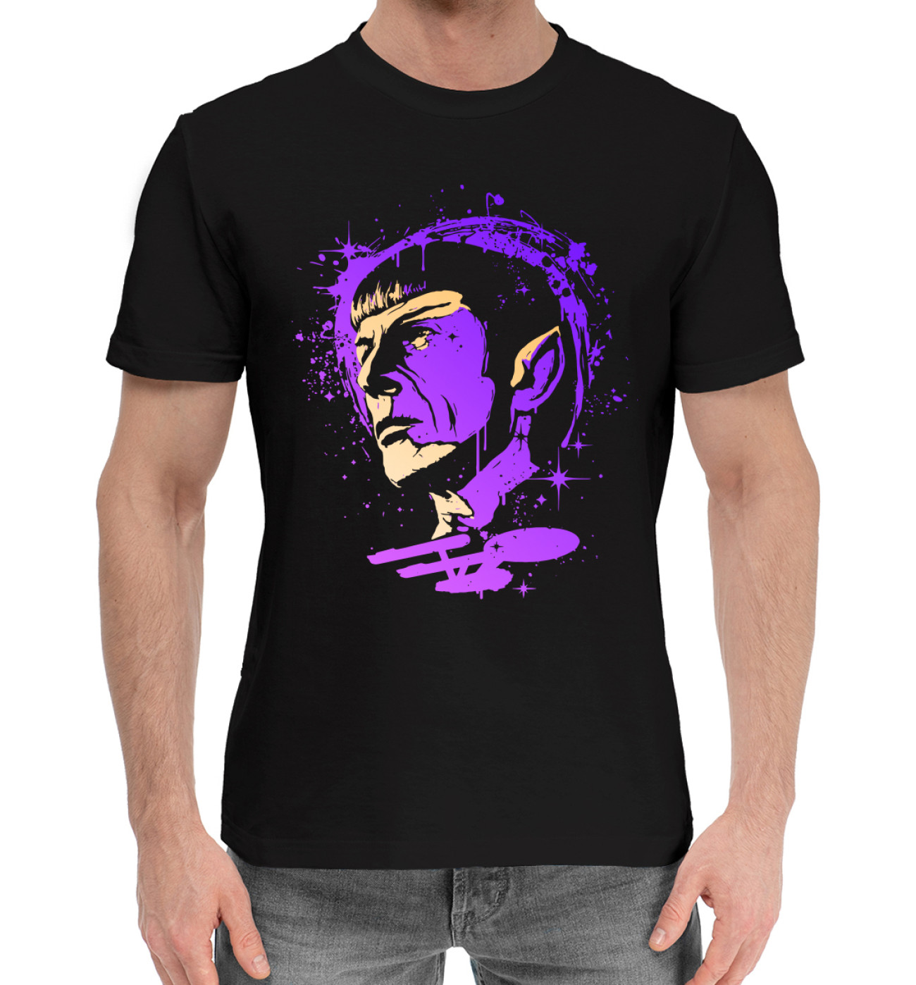 Мужская Хлопковая футболка Спок, Звёздный путь, артикул: STT-923758-hfu-2
