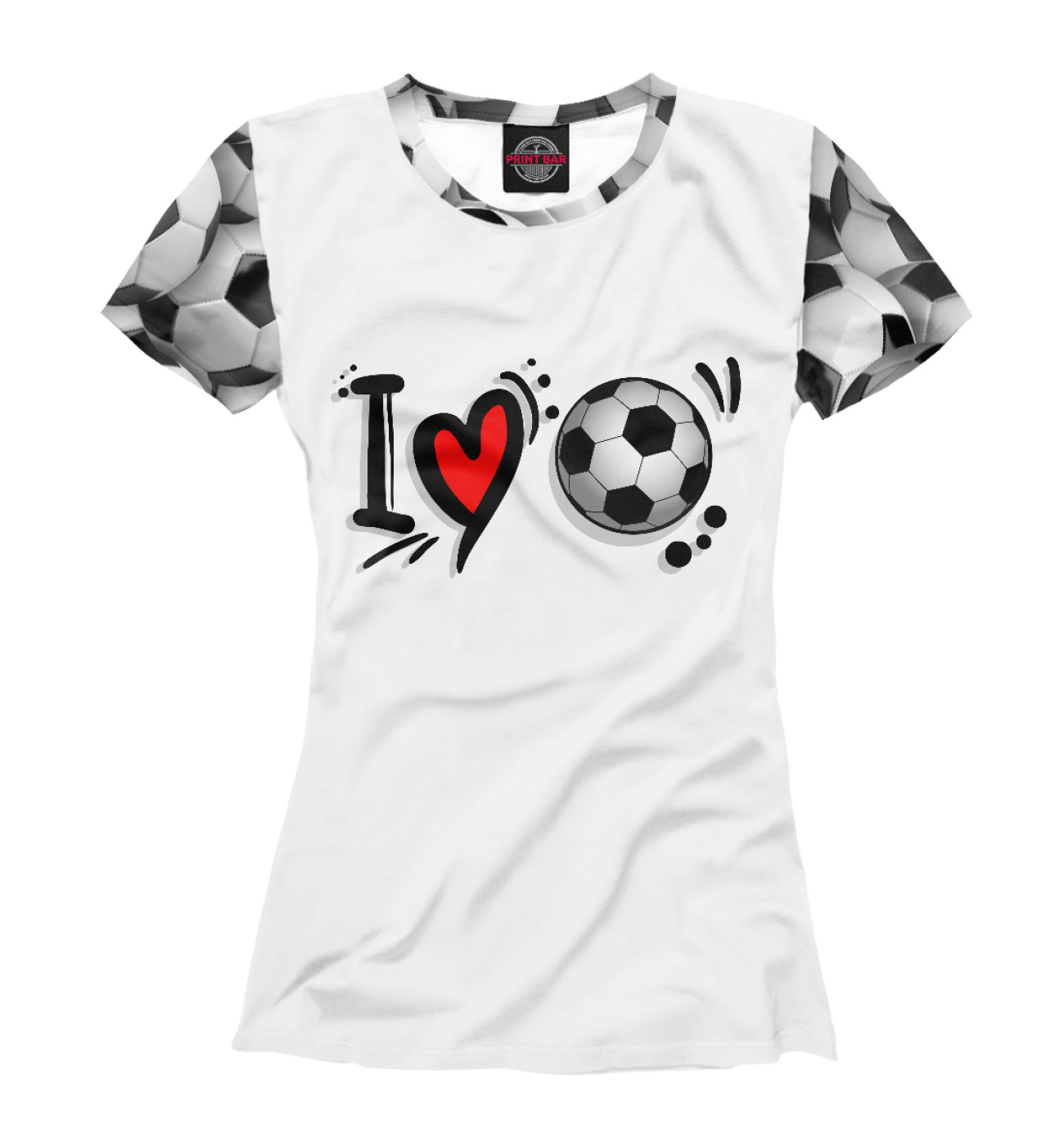 Женская Футболка Я люблю футбол, артикул: FTO-686132-fut-1