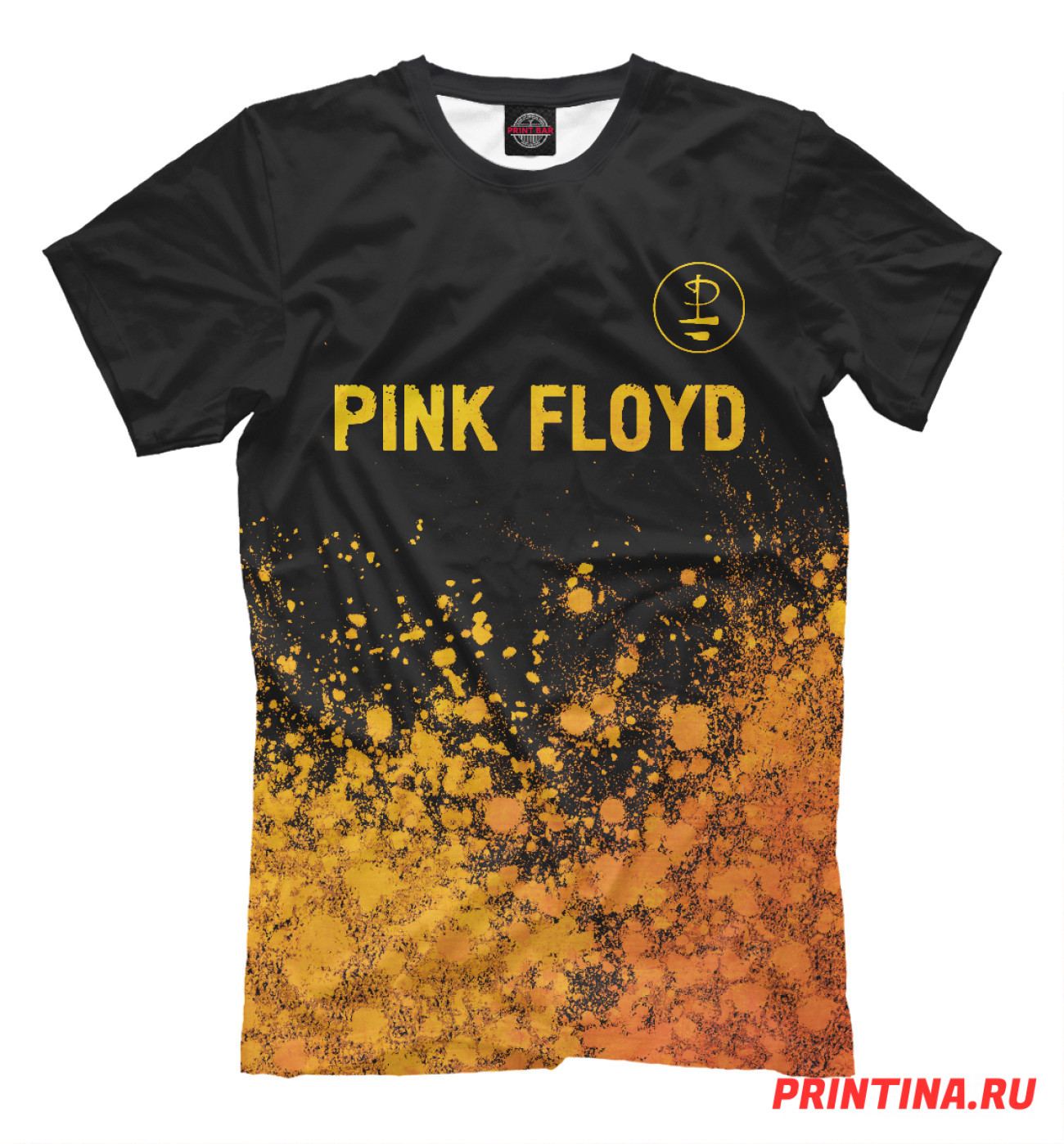 Мужская Футболка Pink Floyd Gold Gradient (брызги), артикул: PFL-151044-fut-2