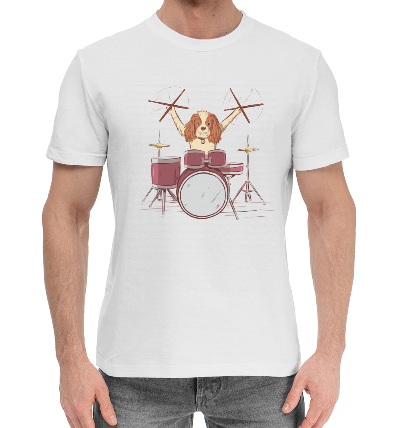 Мужская Хлопковая футболка Барабанщик, артикул: DOG-960216-hfu-2