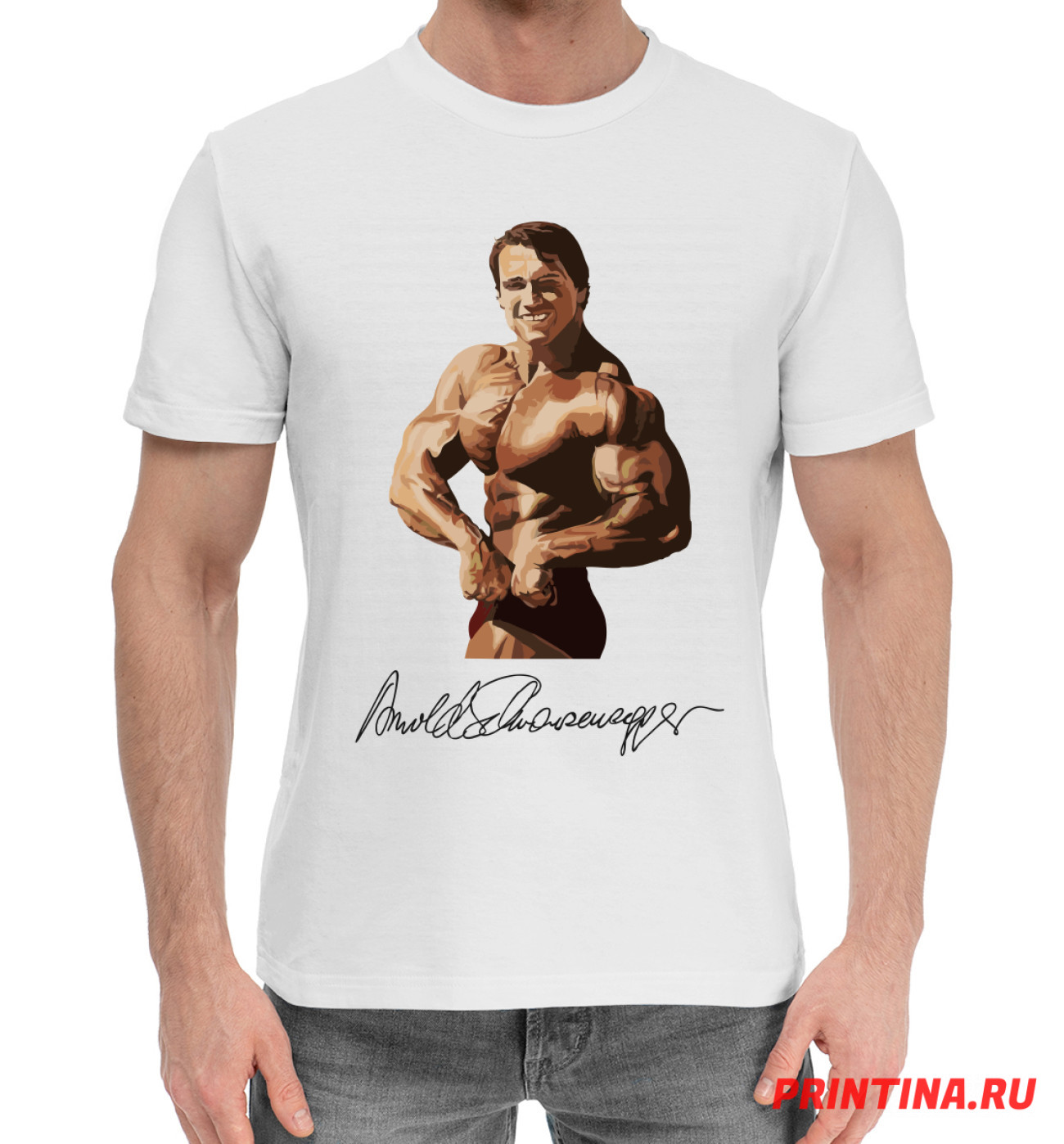Мужская Хлопковая футболка Арнольд Шварценеггер, артикул: SCW-518031-hfu-2