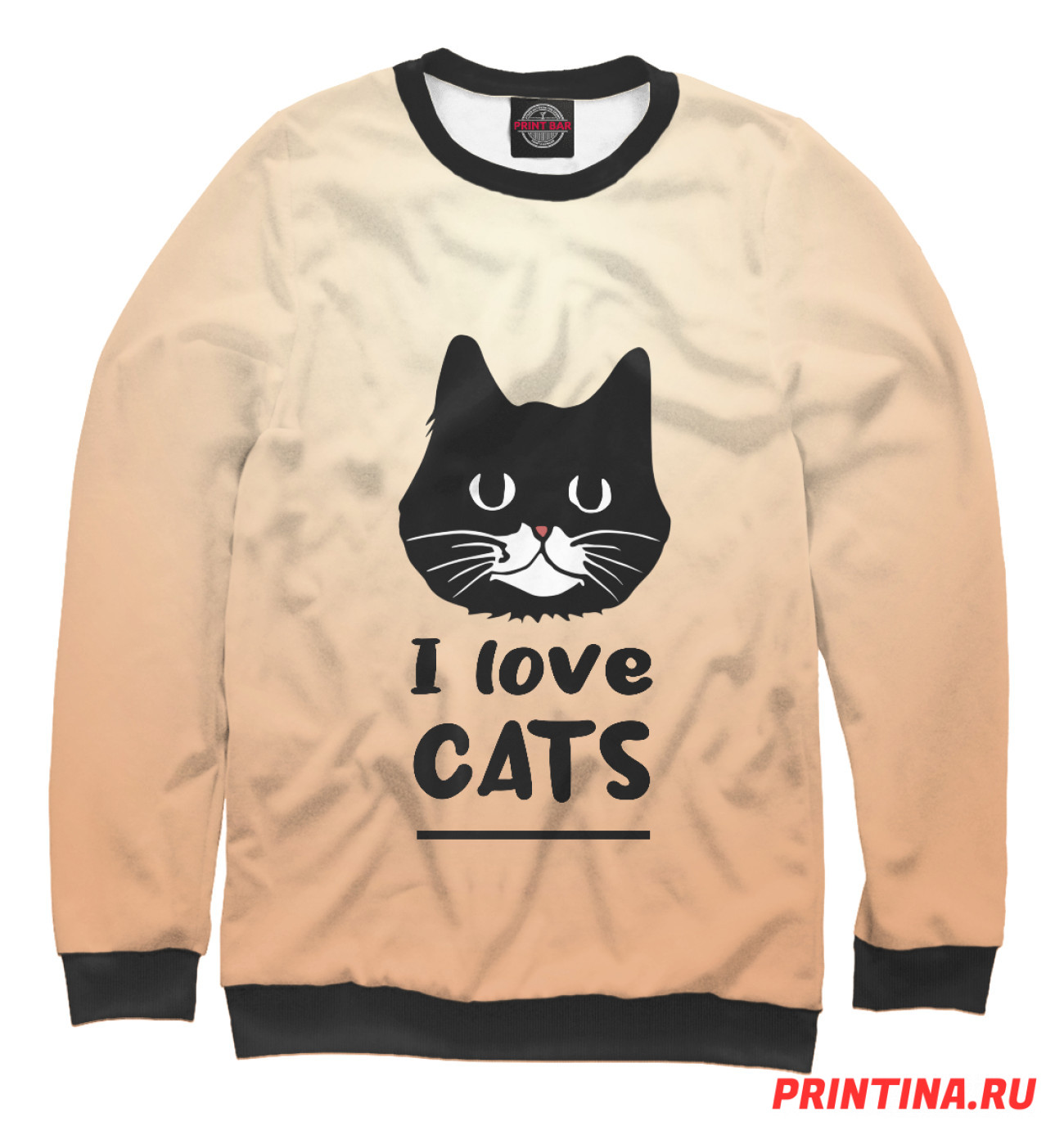Мужской Свитшот I love Cats (градиент), артикул: CAT-173141-swi-2
