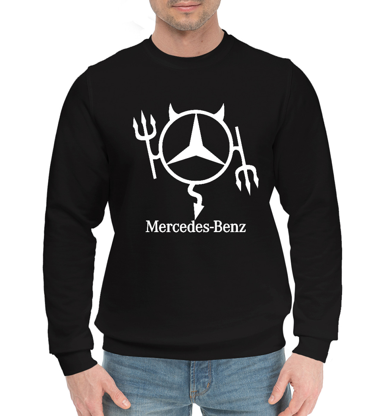Мужской Хлопковый свитшот Mercedes-Benz (Чёртик), артикул: MER-127591-hsw-2