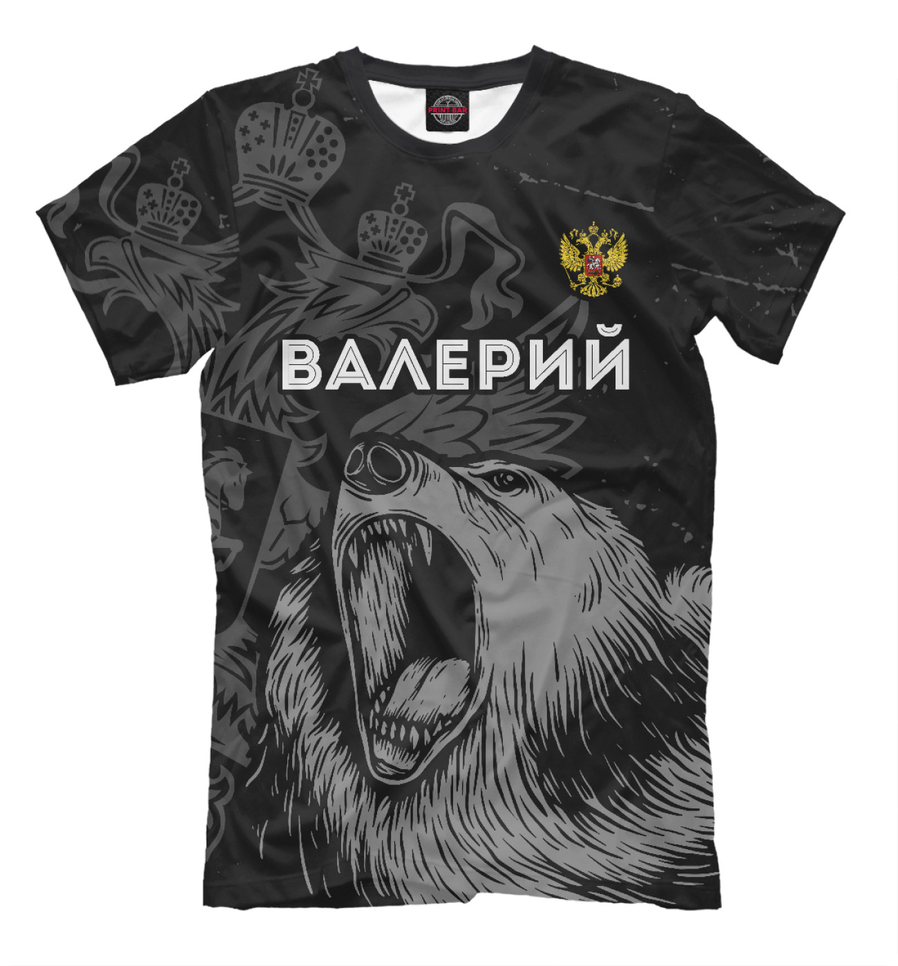Мужская Футболка Валерий Россия Медведь, артикул: VLR-824531-fut-2